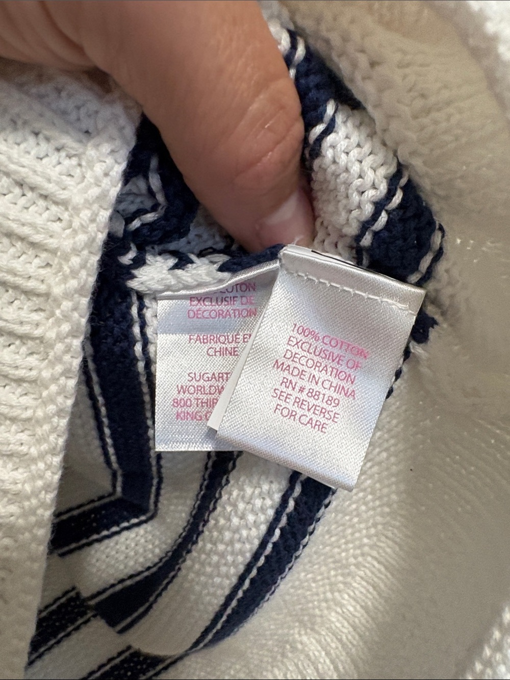 Lilly Pulitzer White and Navy Striped "Beach Bound" Crewneck Sweater - Picture 3 of 4